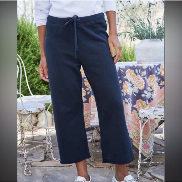 Frank & Eileen Pants - Frank & Eileen Catherine Favorite Cropped Wide Sweatpants Triple Fleece Blue S